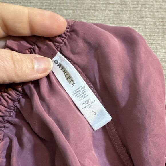 Athleta Pants Women Lg Calm Cool Pant Wide Leg Elastic Waist Mauve Silky Lounge‎ - Picture 4 of 7